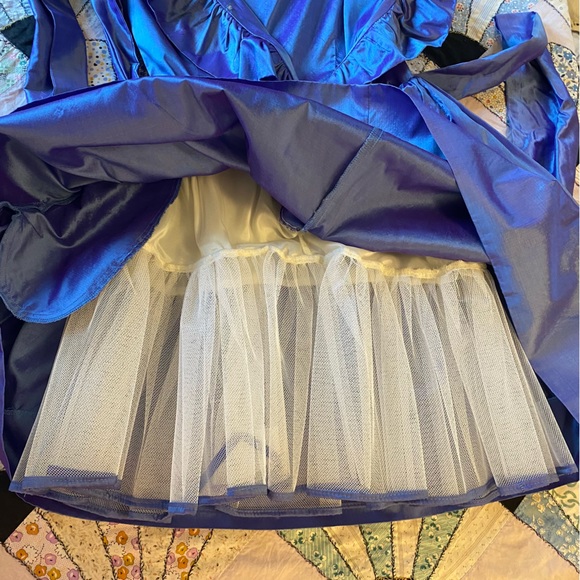 Vintage Dress Catherine Regehr 100% Silk Metallic Blue Stunning Size P (Small) - Picture 13 of 16